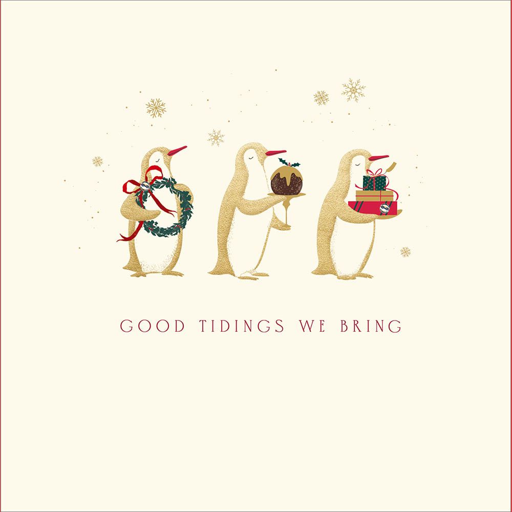 Woodmansterne Penguin Carrying Gifts Christmas Card