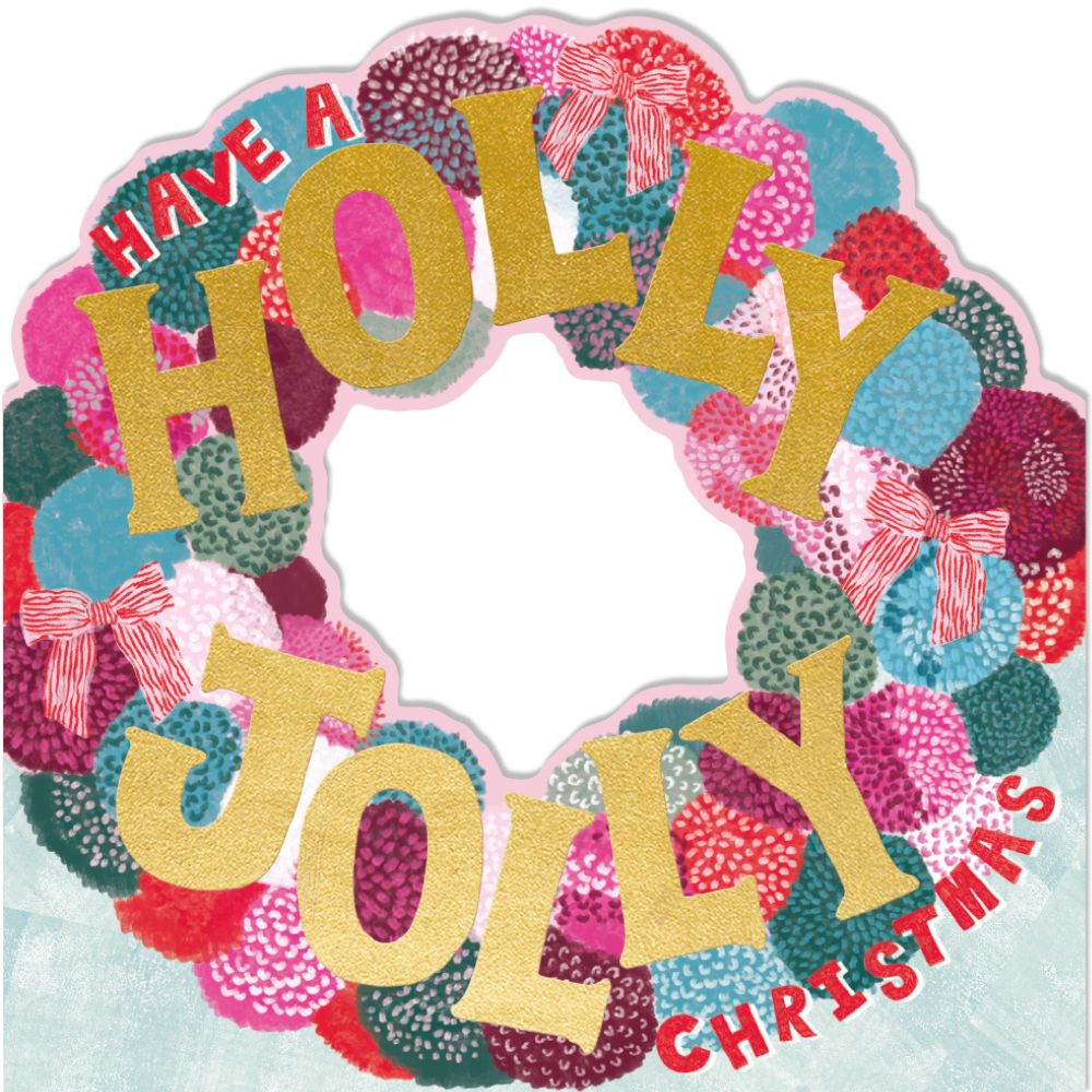 Woodmansterne Pom Pom Holly Jolly Christmas Card