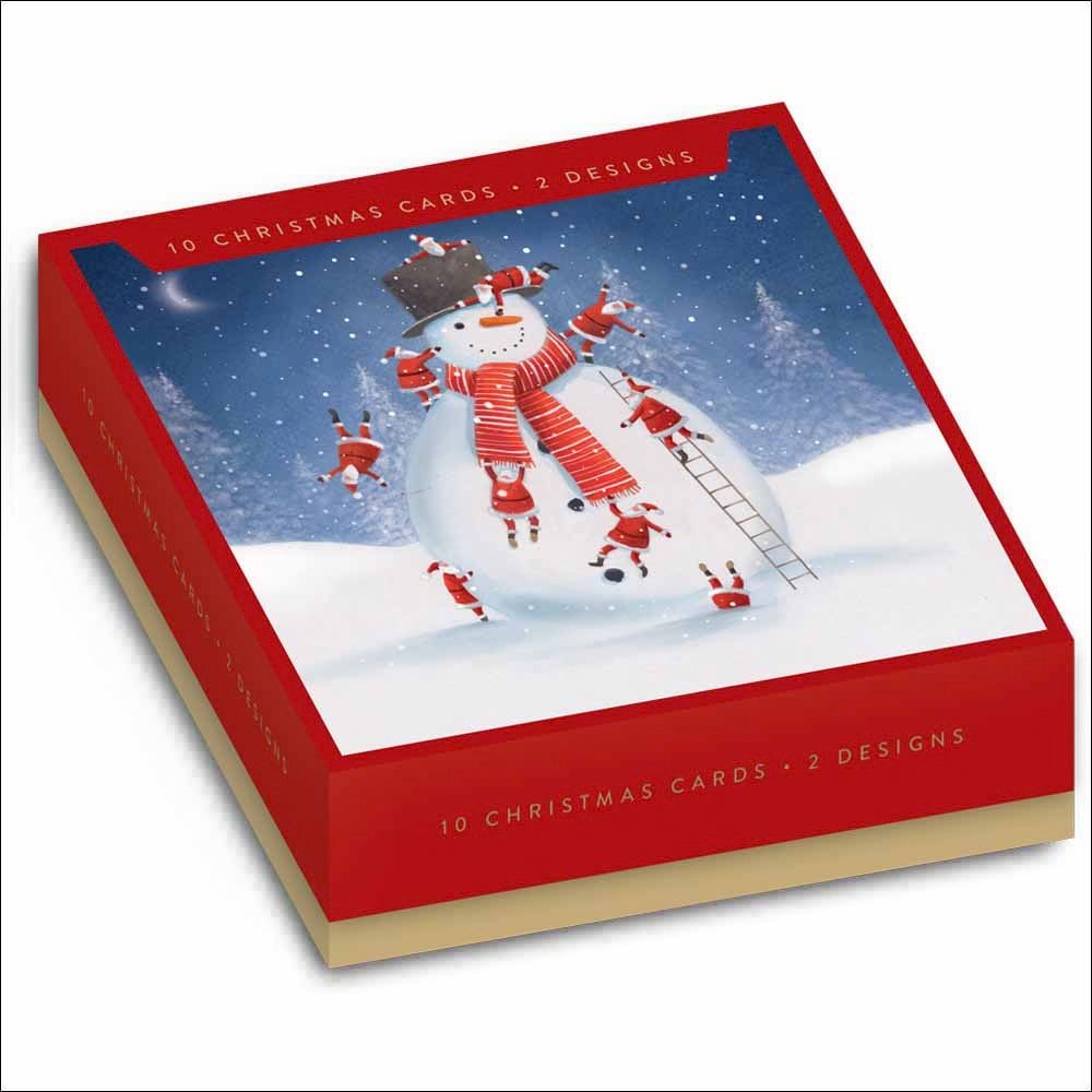 Woodmansterne Santa's Building Snowman Boxed Christmas Cards - Pack of 10