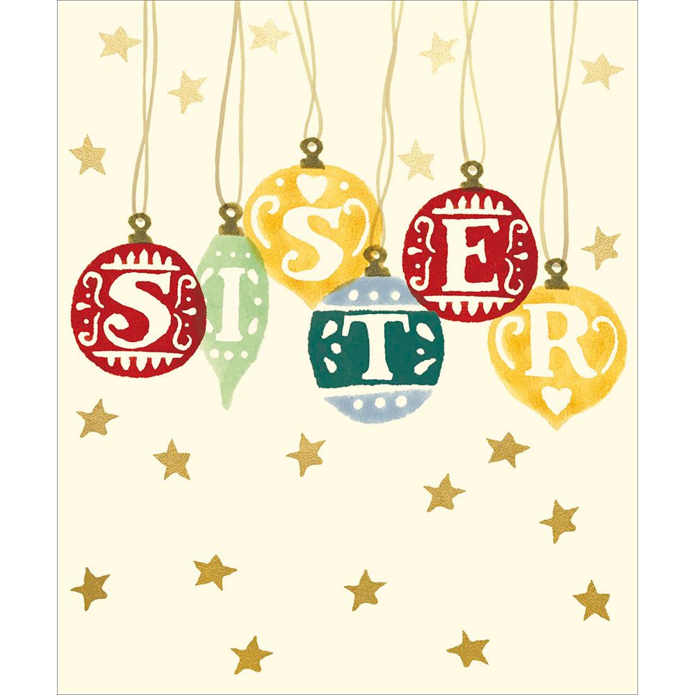 Woodmansterne Sister Festive Baubles Christmas Card