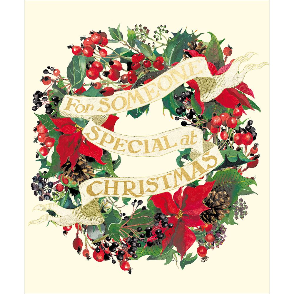 Woodmansterne Someone Special Poinsettia Wreath Christmas Card