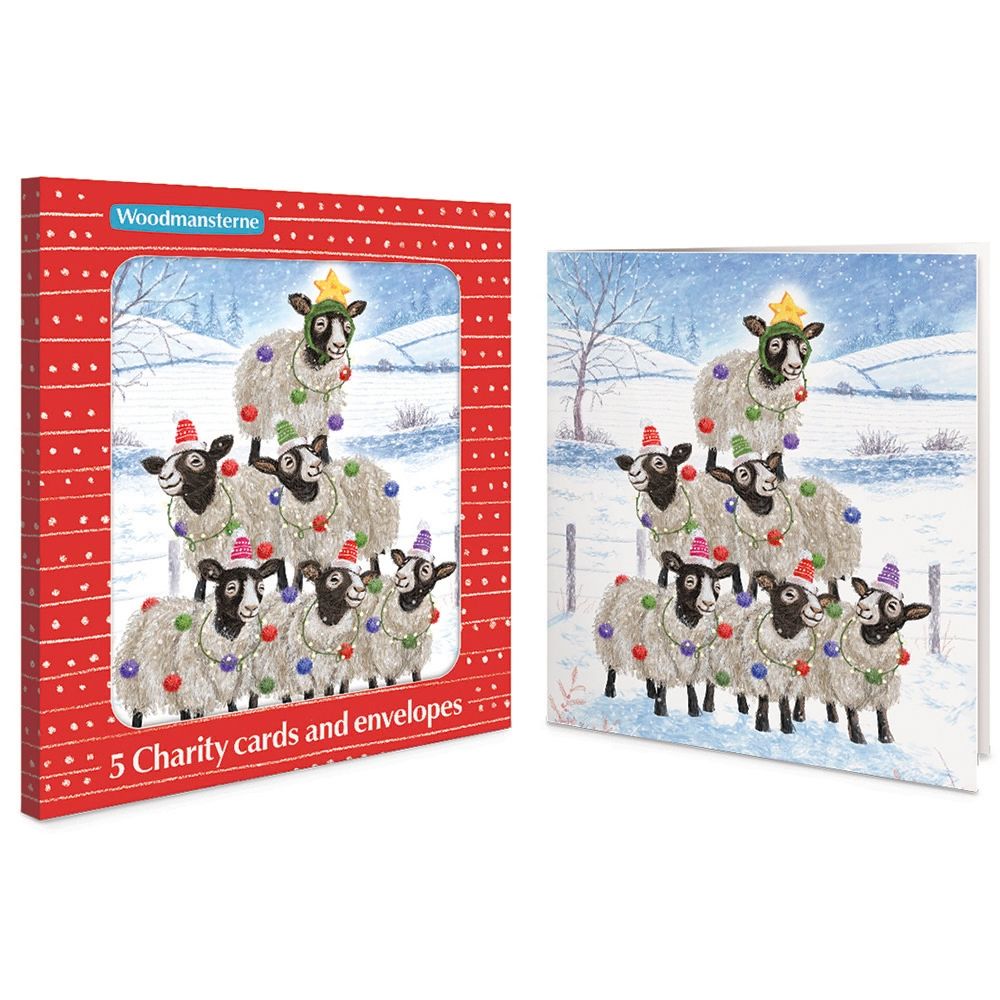Woodmansterne Sparkling Sheep Boxed Christmas Cards - Pack of 5