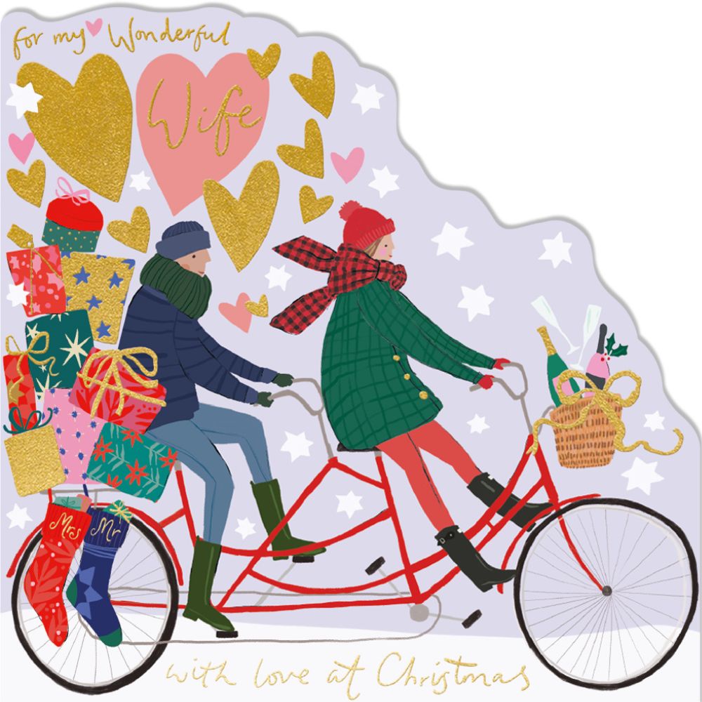 Woodmansterne Wife Couple on Bike Christmas Card