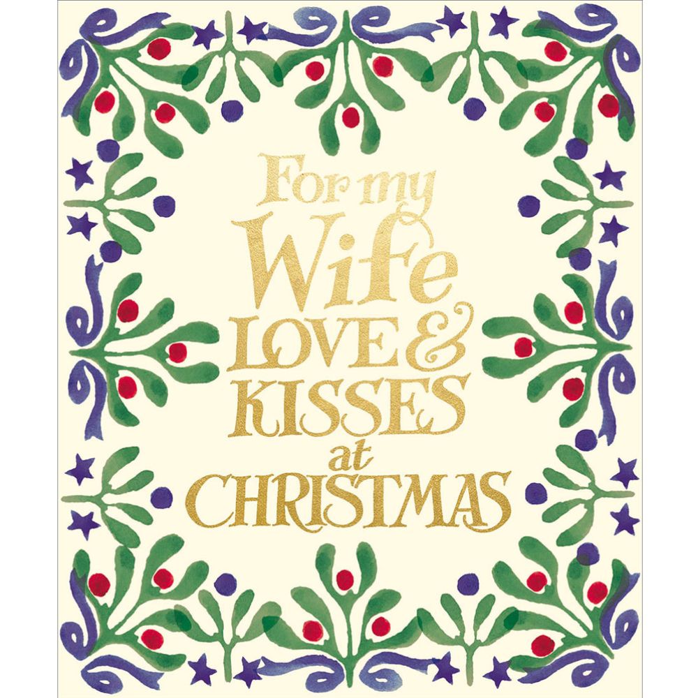 Woodmansterne Wife Mistletoe Border Christmas Card