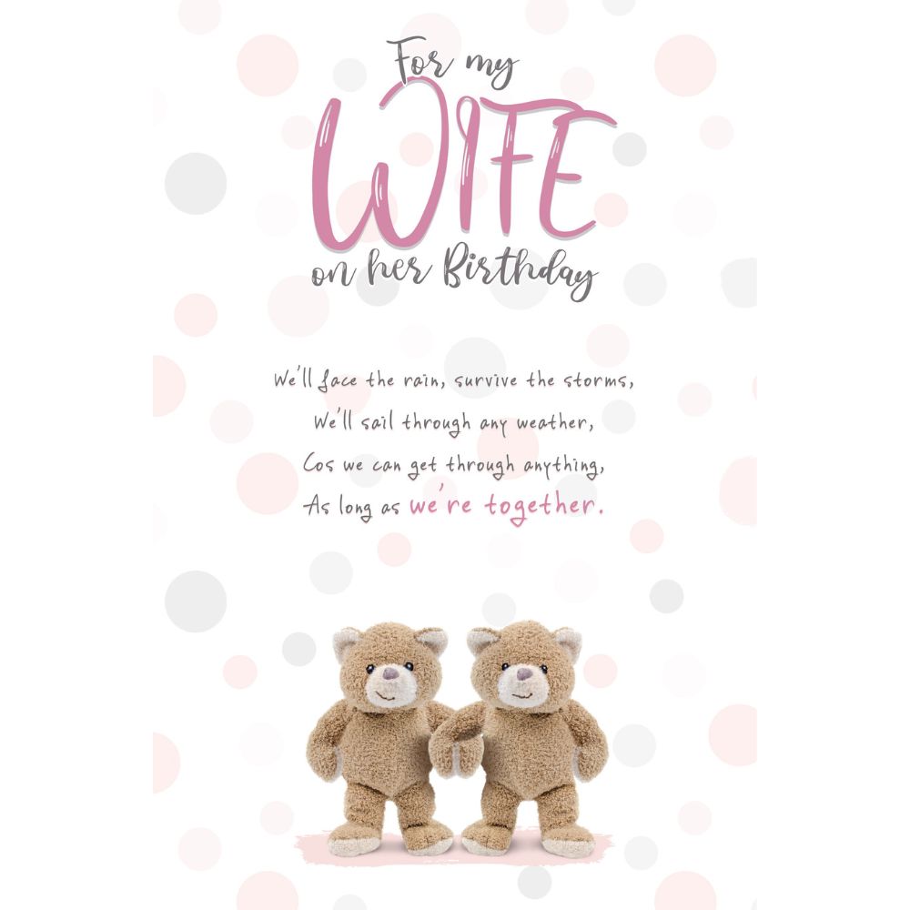 Woodmansterne Wife Two Teddies Hugging Birthday Card