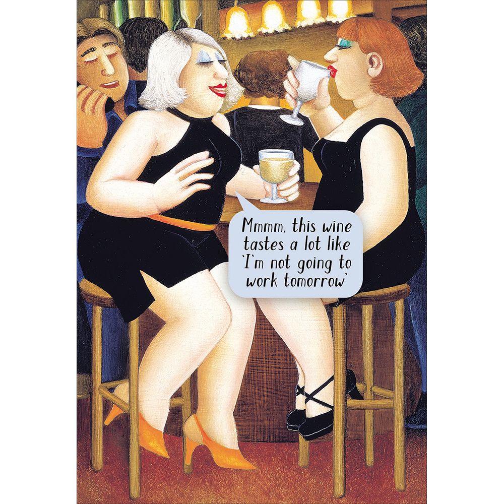 Woodmansterne Wine Tasters Whispers Funny Blank Card
