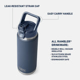 Yeti Rambler 26oz (769ml) Chug Bottle with Flip Straw - Navy