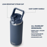Yeti Rambler 26oz (769ml) Chug Bottle with Flip Straw - White