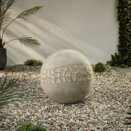 Altico 47cm Stone Effect Carved Globe Garden Ornament - Old Railway Line Garden Centre