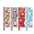 Set of Christmas-themed gift wrap paper with various designs on a white background.