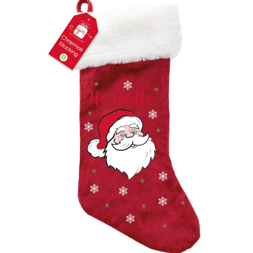 Anker Red Velvet Santa Print Stocking