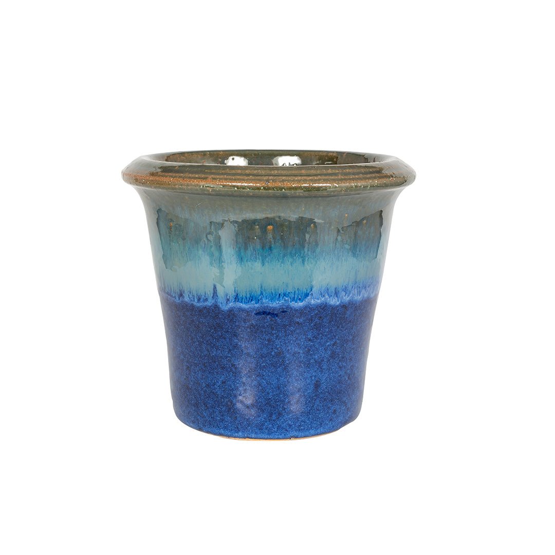 APTA 22cm Neptune Glazed Cone Pot - Ocean Glaze - Old Railway Line Garden Centre