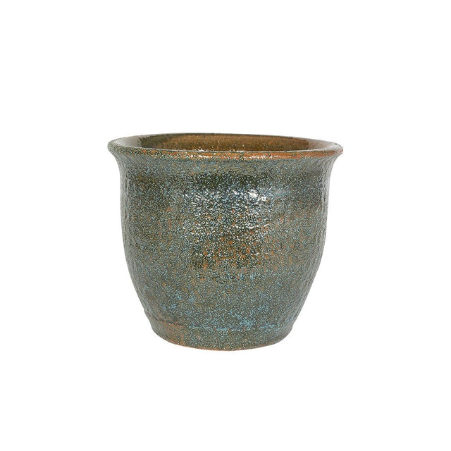APTA 37cm Neptune Glazed Planter Pot - Green - Old Railway Line Garden Centre