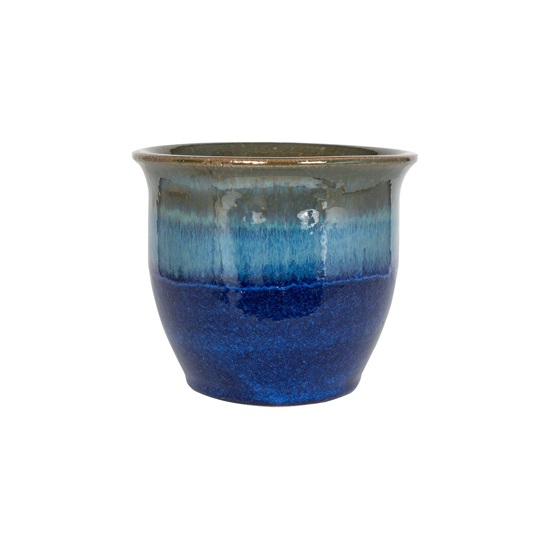 APTA 37cm Neptune Glazed Planter Pot - Ocean Glaze