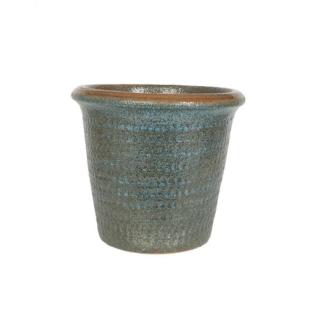 APTA 41cm Neptune Glazed Cone Pot - Pearl Green - Old Railway Line Garden Centre