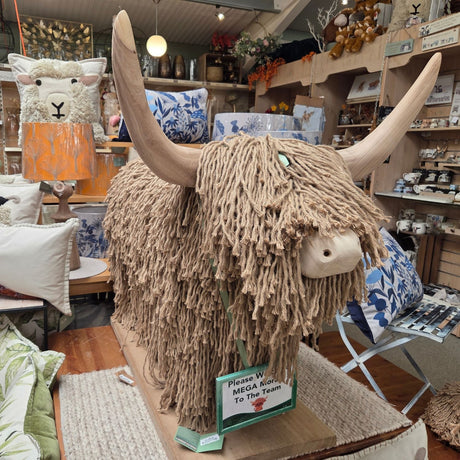 Aquarelle Home Mega Morag Jute Highland Cow Sculpture - Old Railway Line Garden Centre