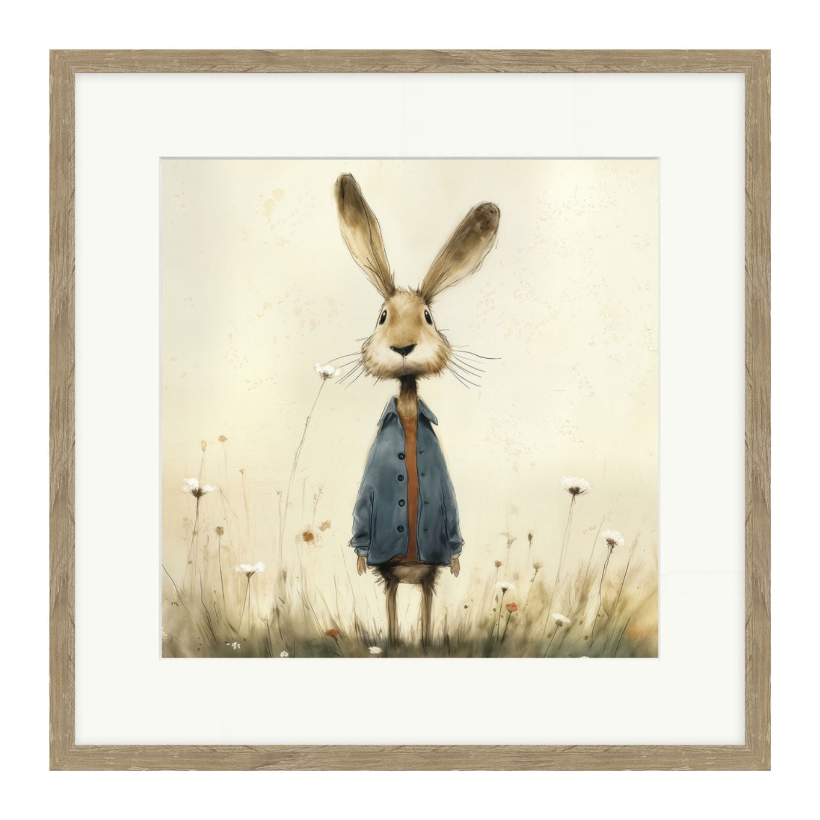 ★Original ART  ‘RABBIT' Artko 42cm 'Stick Leg Rabbit' Framed Print by Lucy Hart – Old