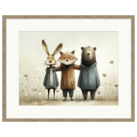Artko 52cm Stick Leg Friends Framed Print By Lucy Hart - Old Railway Line Garden Centre