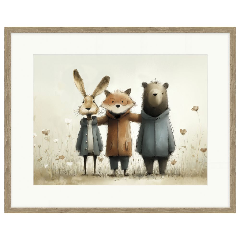 Artko 52cm Stick Leg Friends Framed Print By Lucy Hart