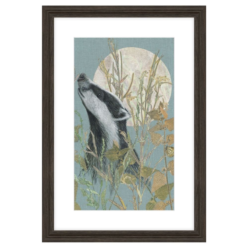Artko 65cm 'As The Day Gives Way Badger' Framed Print by Jade Taylor - Old Railway Line Garden Centre