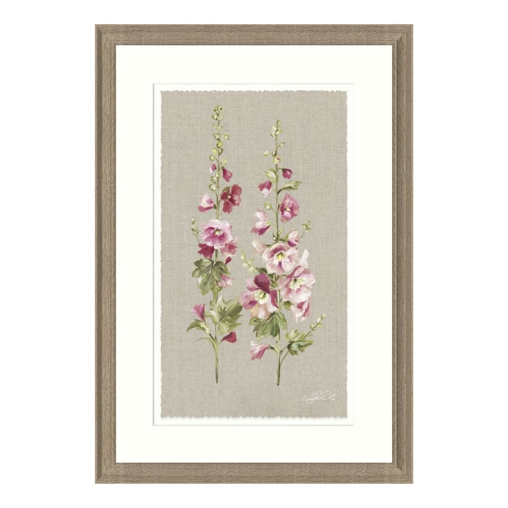Artko 65cm 'Hollyhocks' Framed Print by Nicola Jane Rowles - Old Railway Line Garden Centre