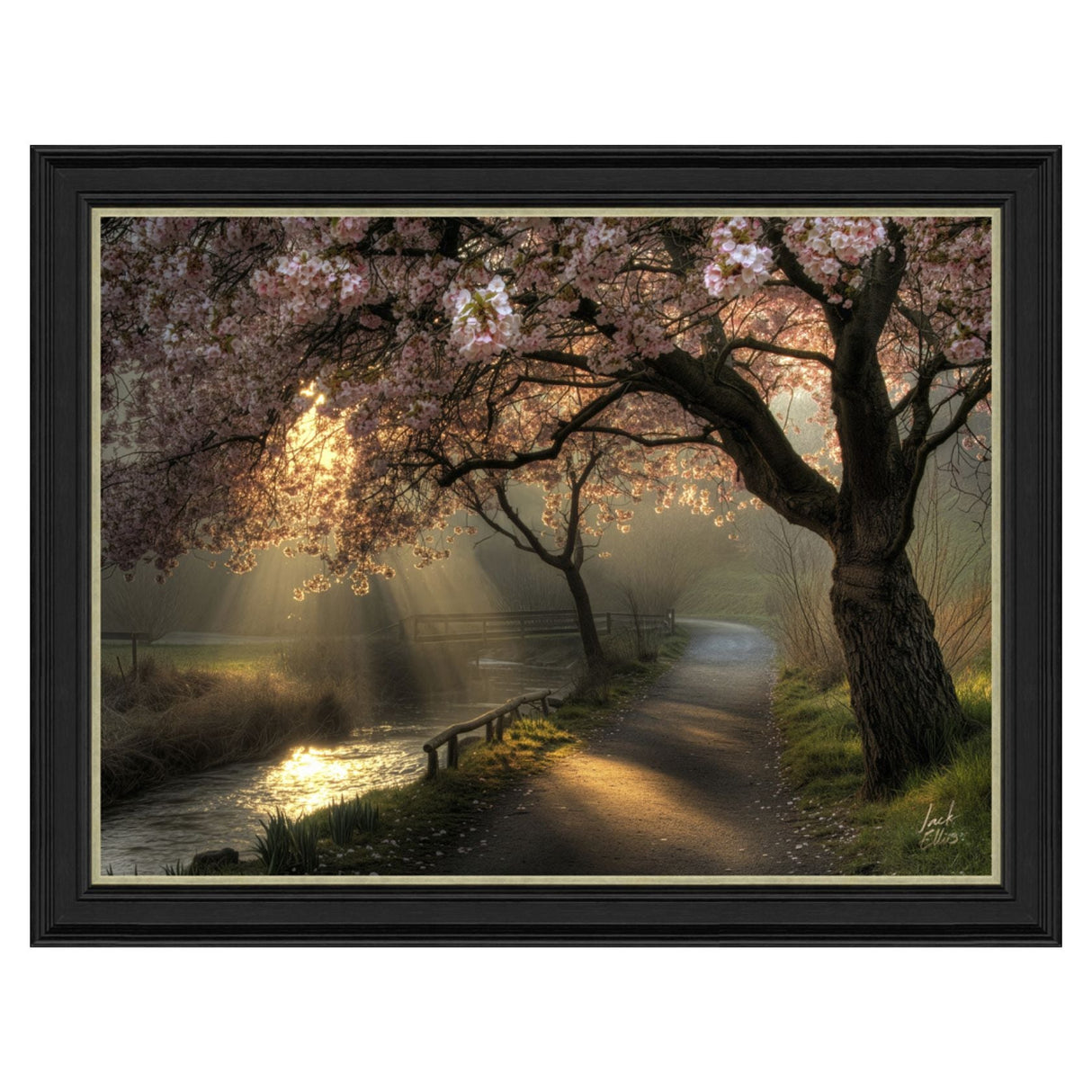 Artko 90cm Hand Finished 'Golden Hour Blossom' Framed Print by Jack Ellis - Old Railway Line Garden Centre