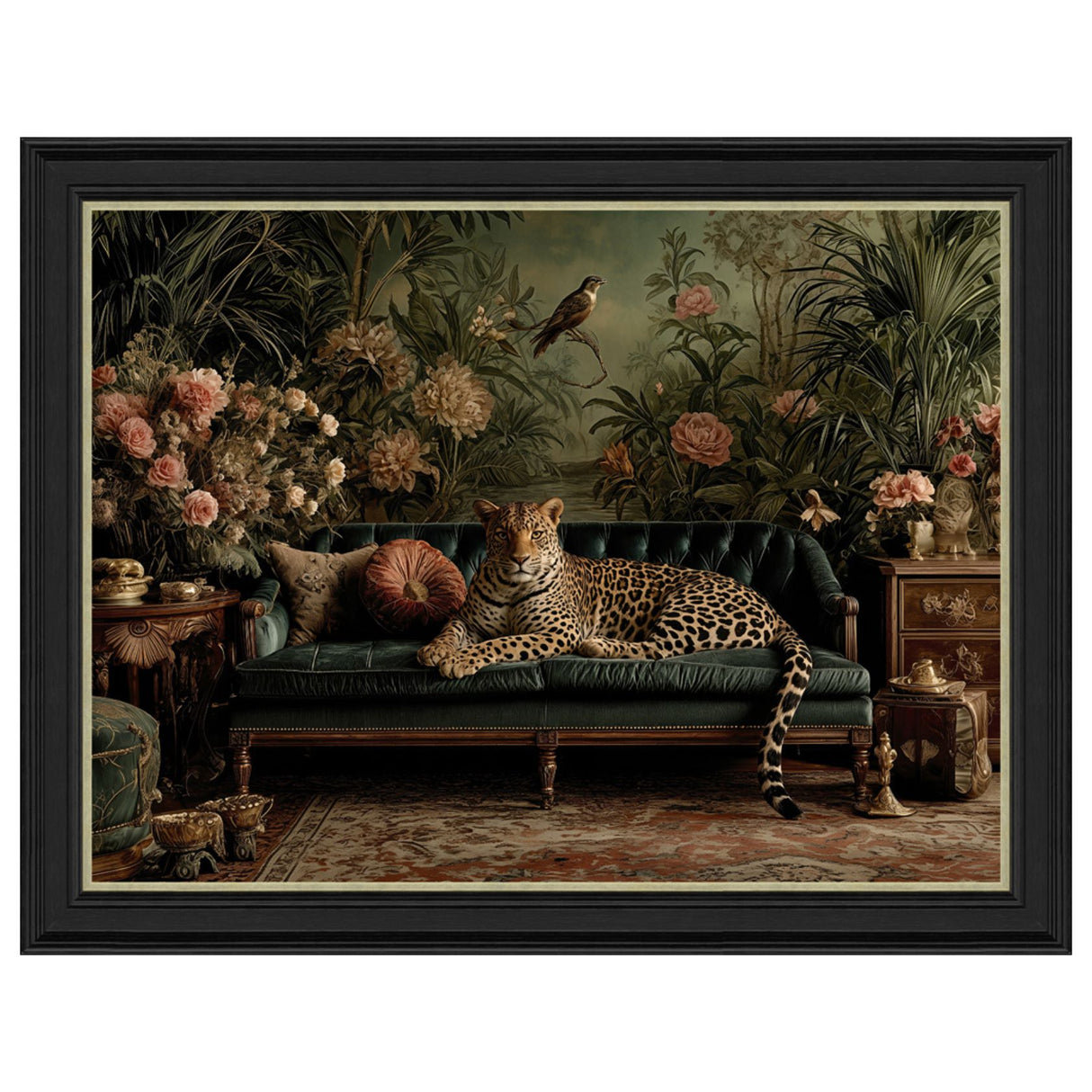 Artko 90cm Hand Finished 'Lounging Leopard' Framed Print by Artko Designs