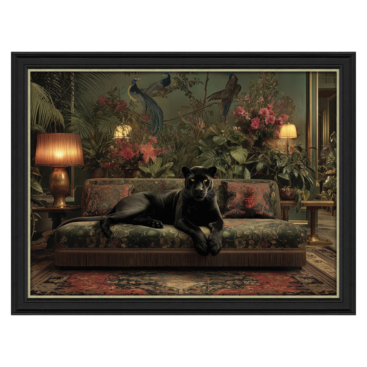 Artko 110cm Hand Finished 'Lounging Panther' Framed Print by Artko Designs