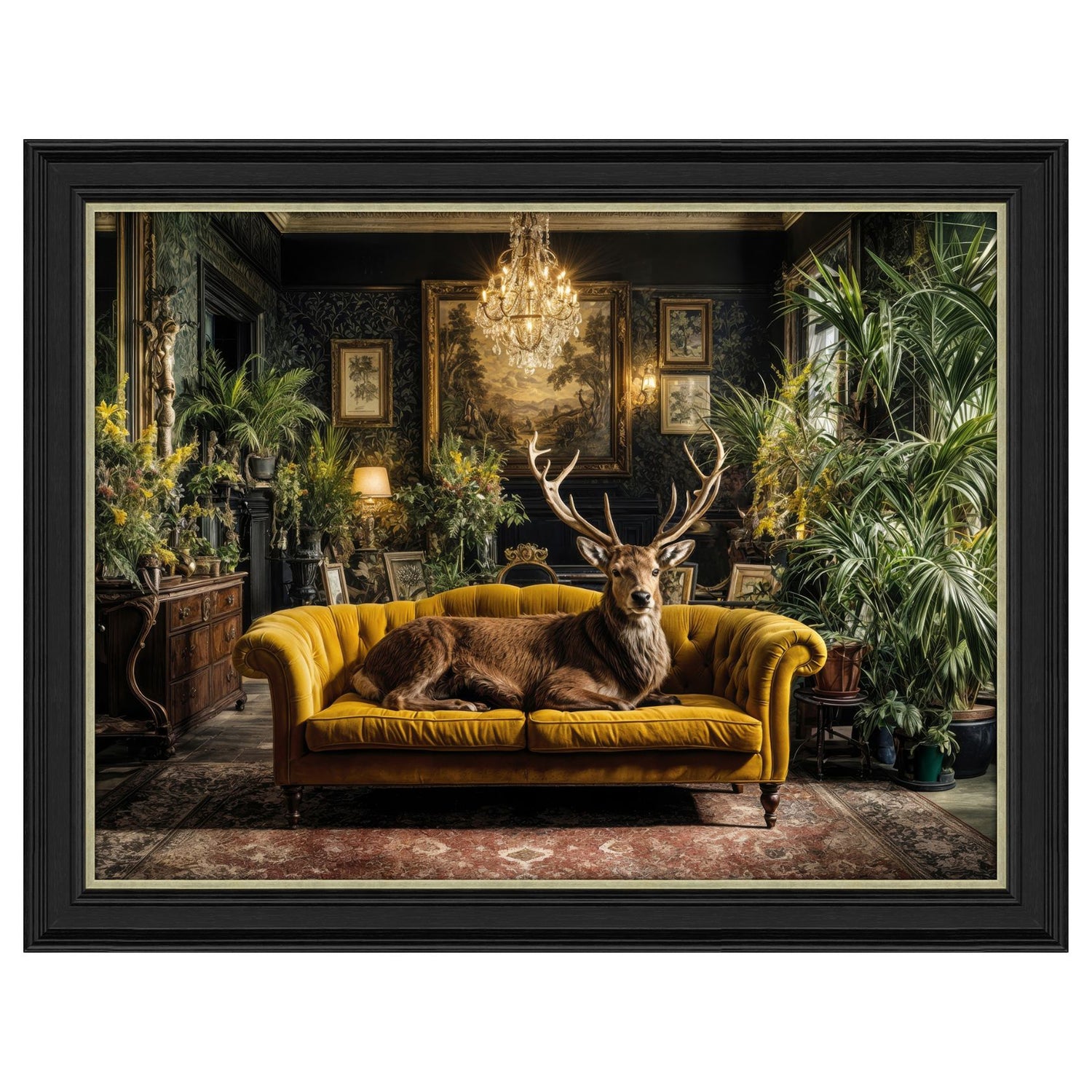 Artko 90cm Hand Finished 'Lounging Stag' Framed Print by Artko Designs