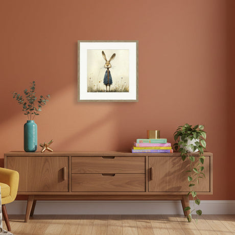 Artko 42cm 'Stick Leg Rabbit' Framed Print by Lucy Hart