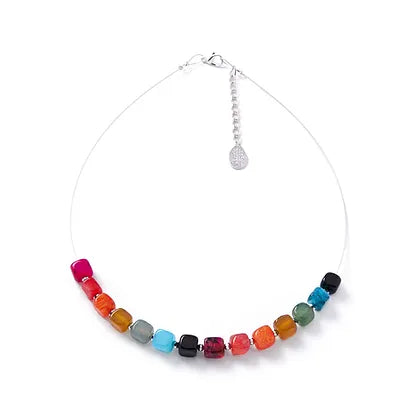 Carrie Elspeth Rainbow Agate Cubes Links Necklace
