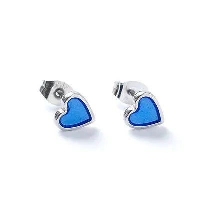 Carrie Elspeth Cobalt Blue Silver Heart Earring Studs
