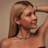 Carrie Elspeth Purple Marbled Ceramic Ovals Full Necklace