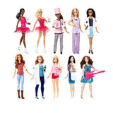 Set of nine dolls in various职业 outfits on a white background