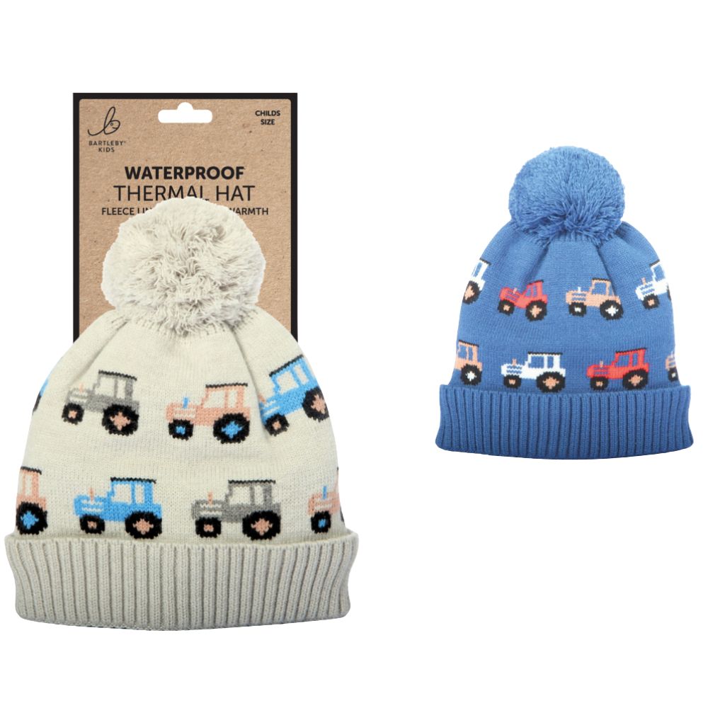 Bartleby Child Waterproof Tractor Bobble Hat (Choice of 2)