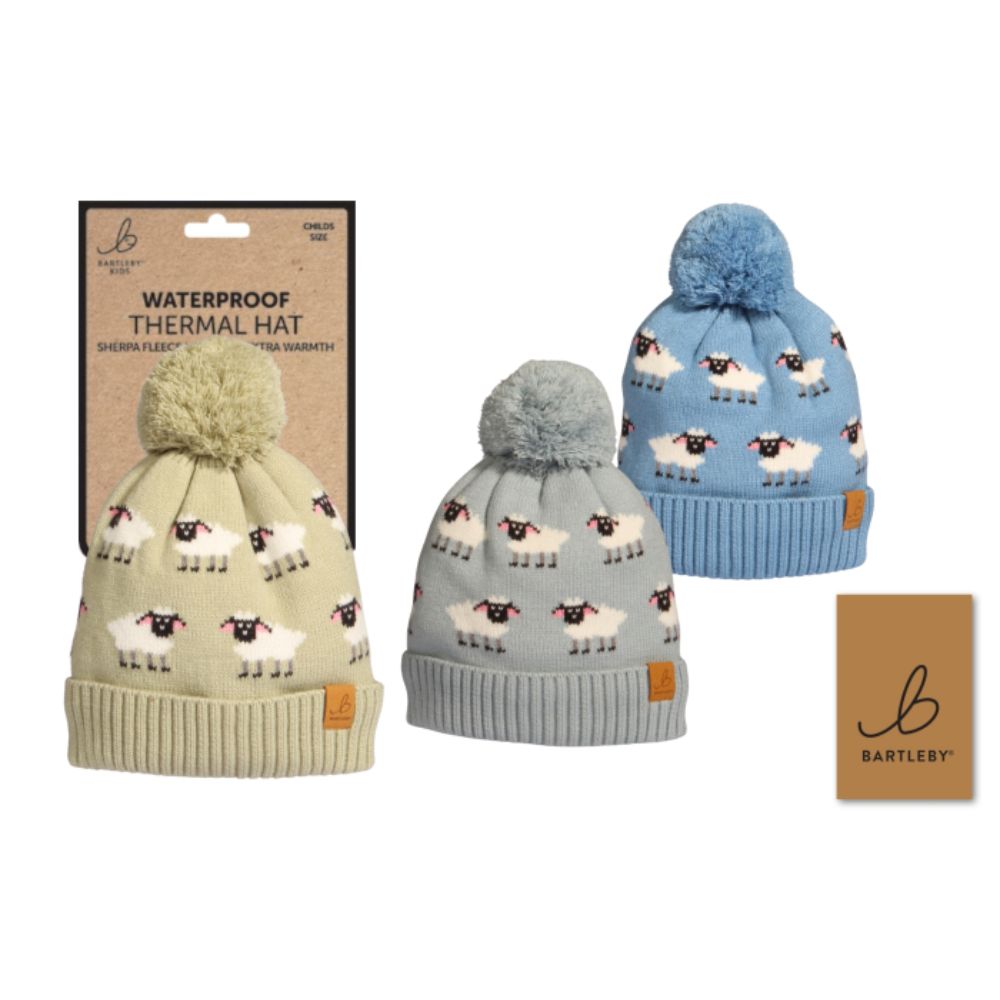 Bartleby Childs Waterproof Bobble Hat - Sheep (Choice of 3)