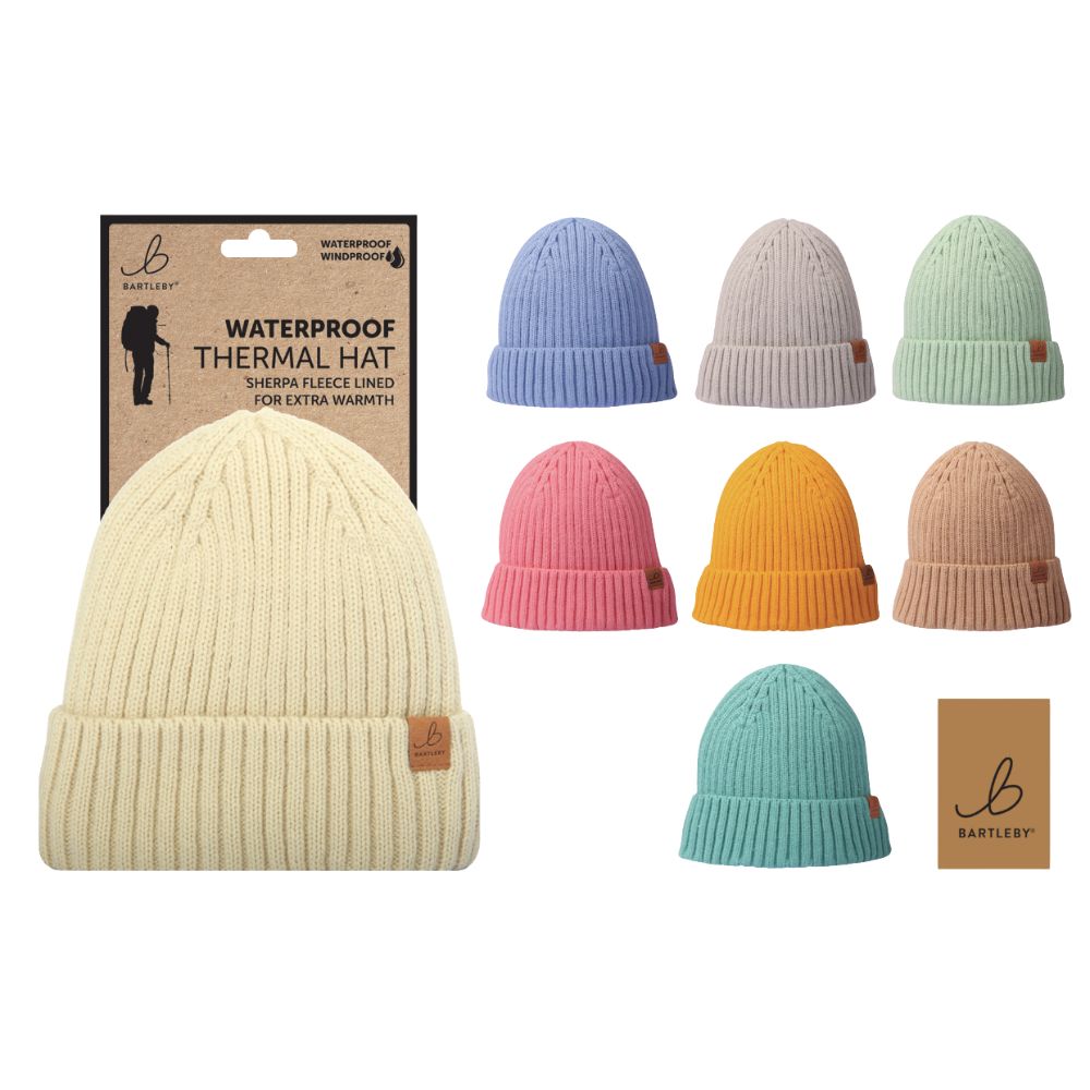 Bartleby Chunky Rib Waterproof Beanie Hat (Choice of 8)