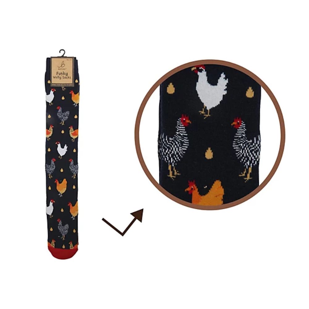 Bartleby Funky Chicken Welly Socks Size 4-8