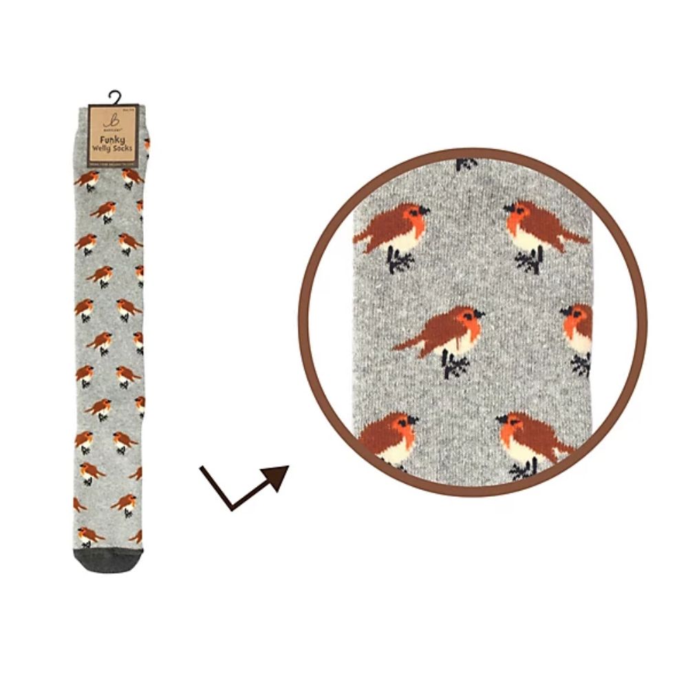 Bartleby Garden Robin Welly Socks Size 4-8