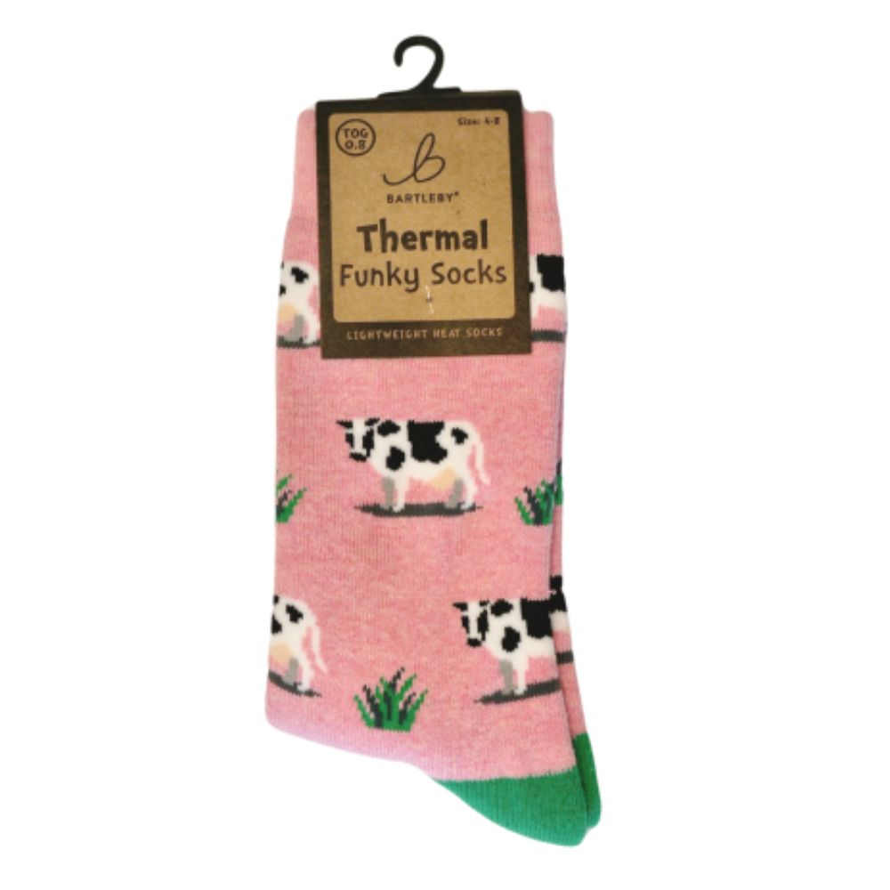 Bartleby Grazing Cow Thermal Socks Size 4-8