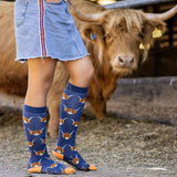 Bartleby Highland Cow Welly Socks Size 4-8