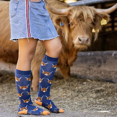 Bartleby Highland Cow Welly Socks Size 4-8