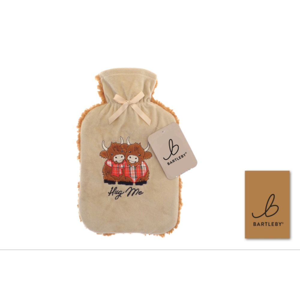 Bartleby Hot Water Bottle, Highland Cow, Sherpa Back