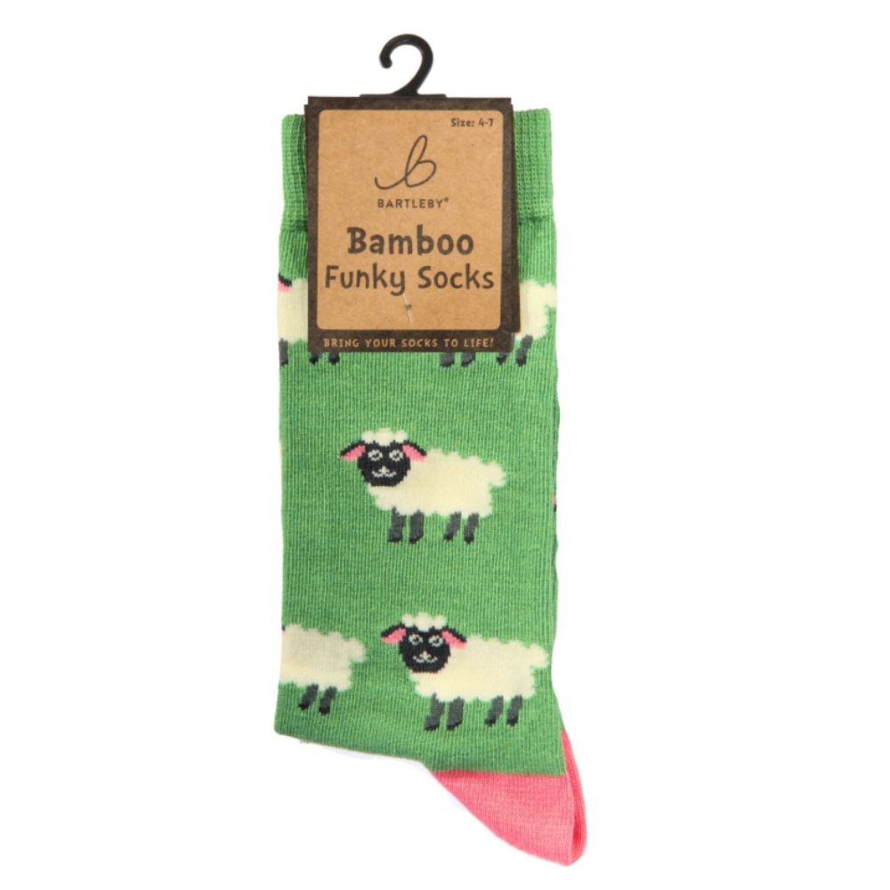 Bartleby Ladies Country Sheep Funky Bamboo Socks - Size 4-7