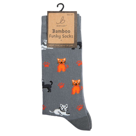 Bartleby Ladies Crazy Cats Funky Bamboo Socks - Size 4-7 - Old Railway Line Garden Centre