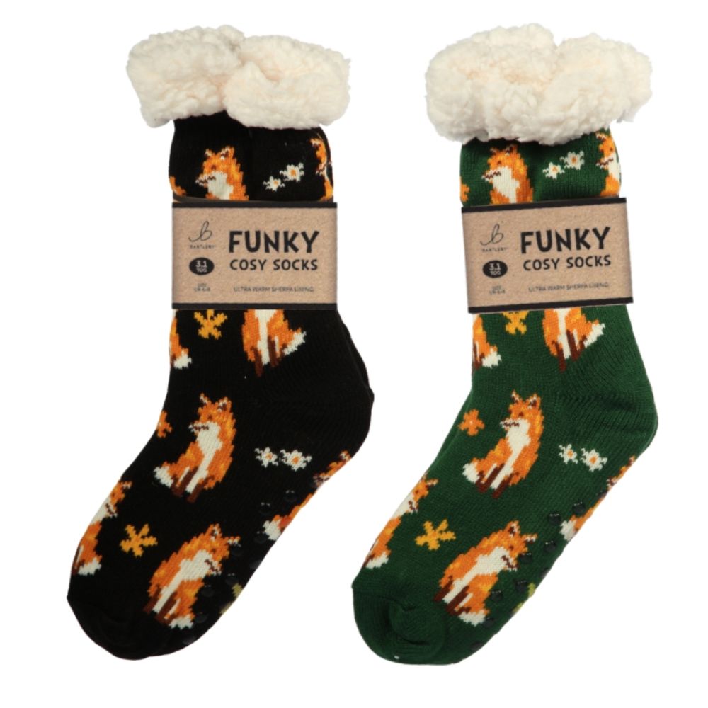 Bartleby Ladies Cunning Fox Sherpa Socks (Choice of 2)