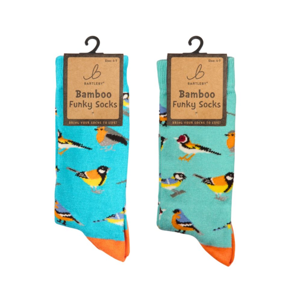 Bartleby Ladies Garden Birds Funky Bamboo Socks - Size 4-7 (Choice of 2)