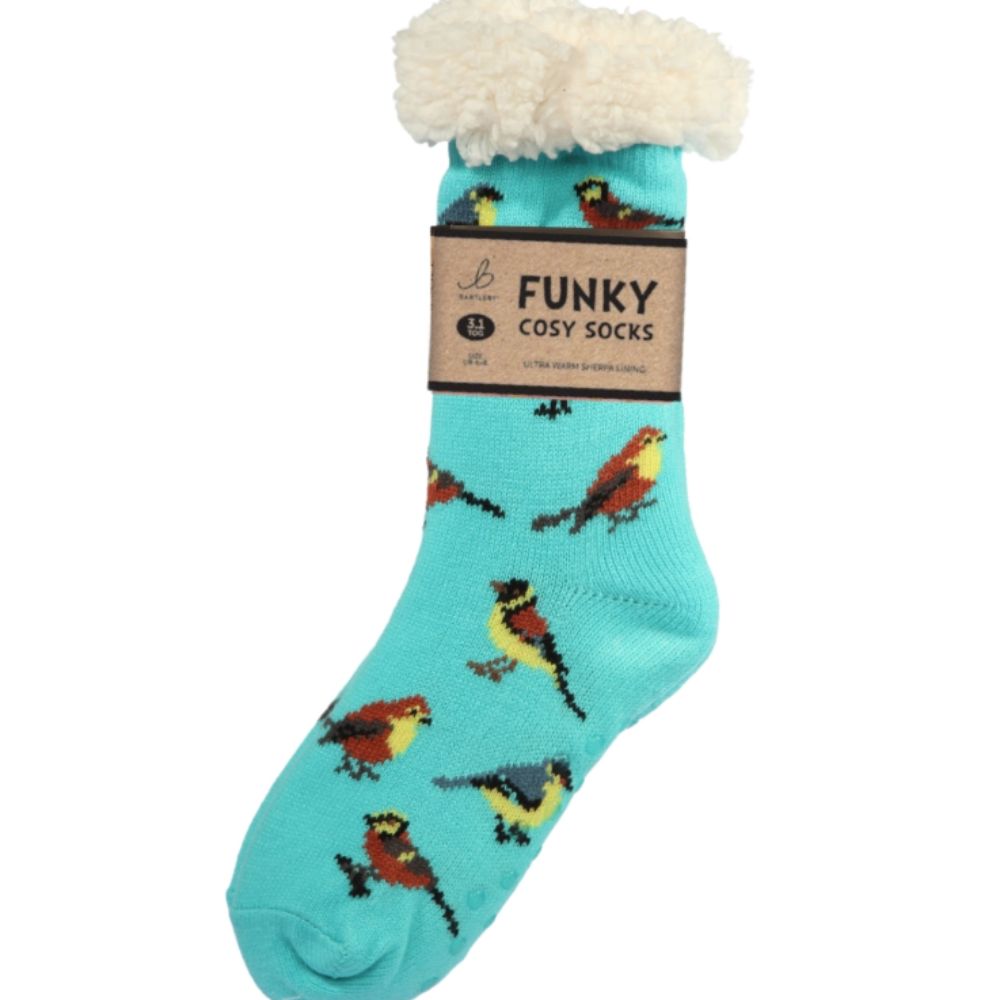 Bartleby Ladies Garden Birds Sherpa Socks