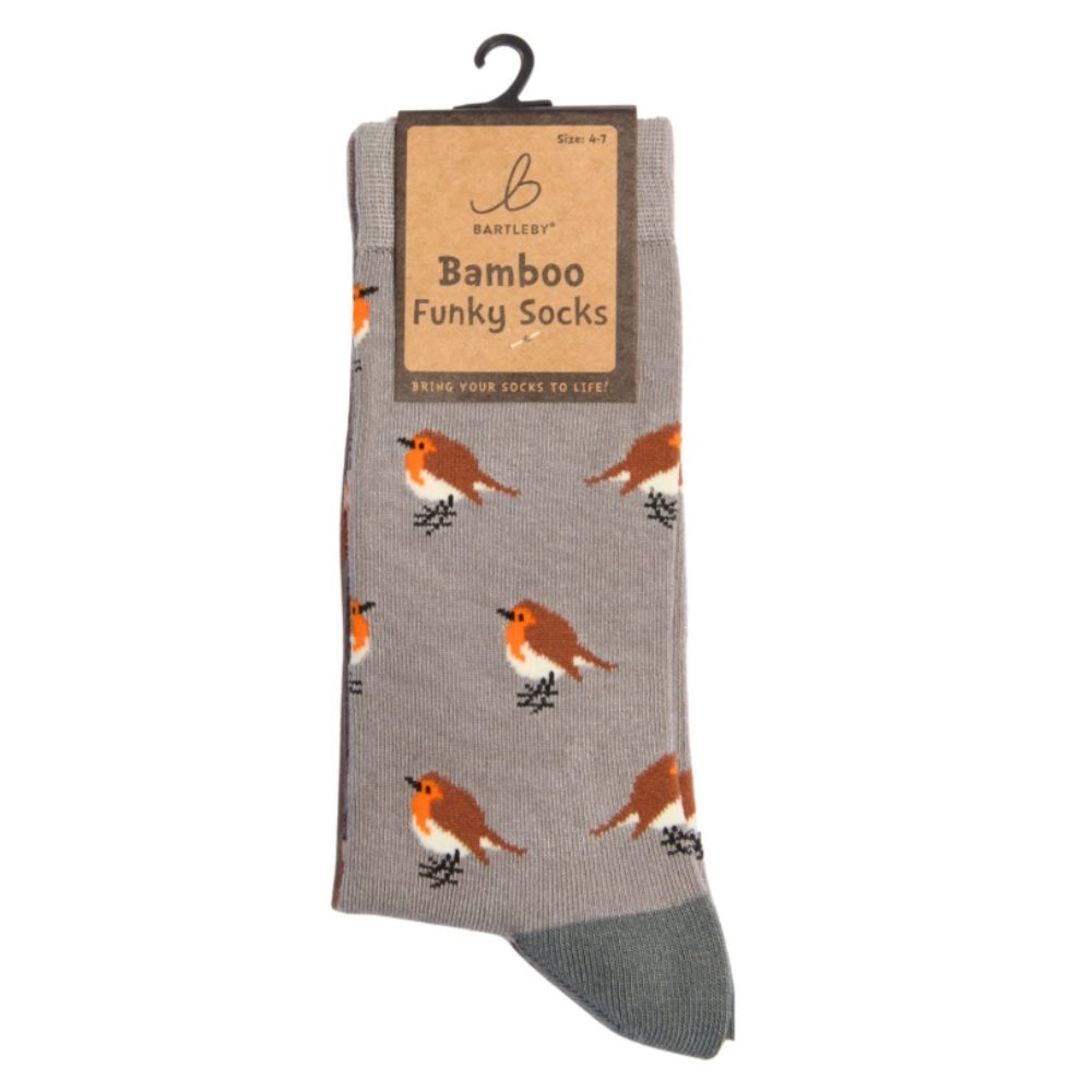 Bartleby Ladies Garden Robin Funky Bamboo Socks - Size 4-7