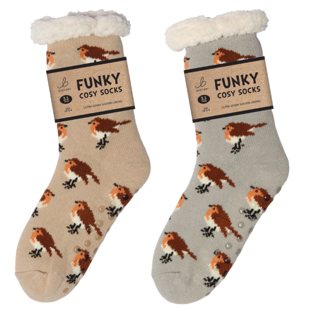 Bartleby Ladies Garden Robin Sherpa Socks (Choice of 2)